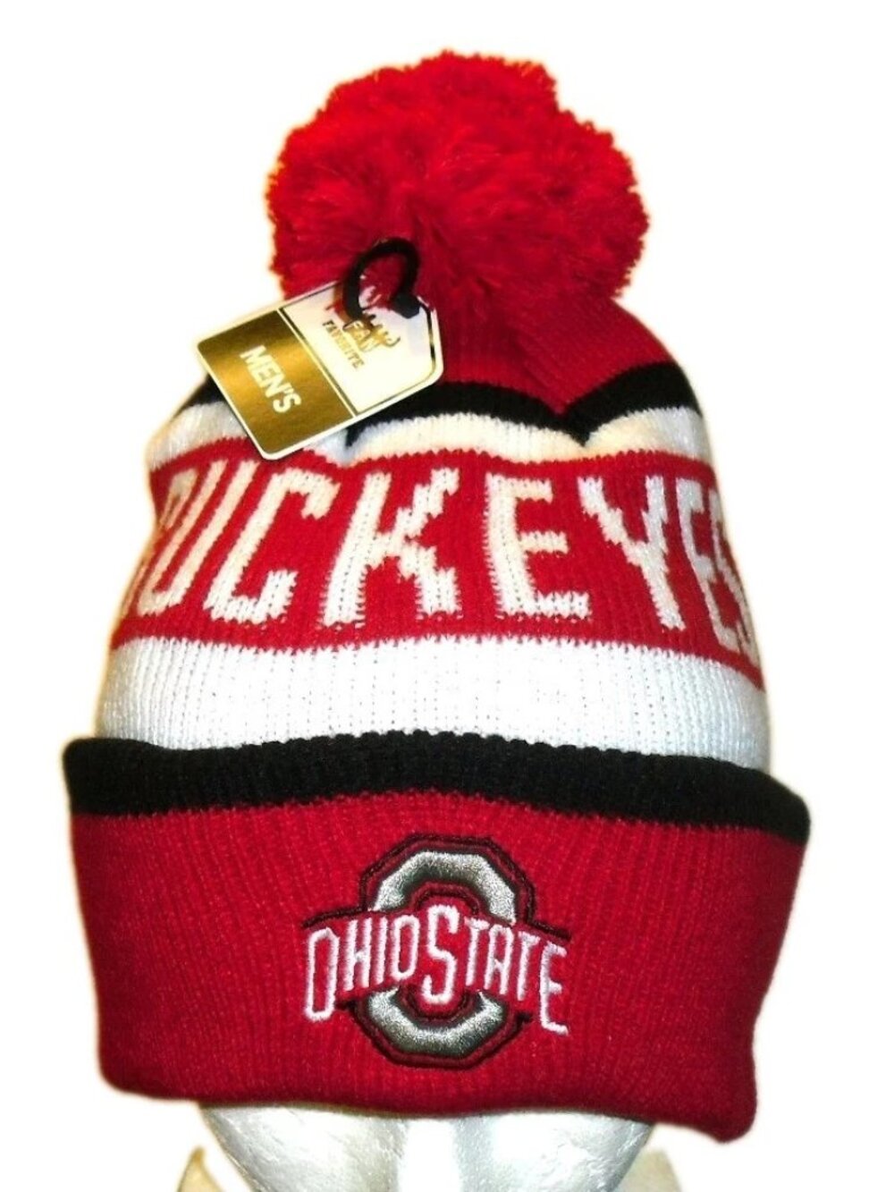 Ohio State Buckeyes University Mens Beanie Pom Winter Hat Cap New Tags Ncaa